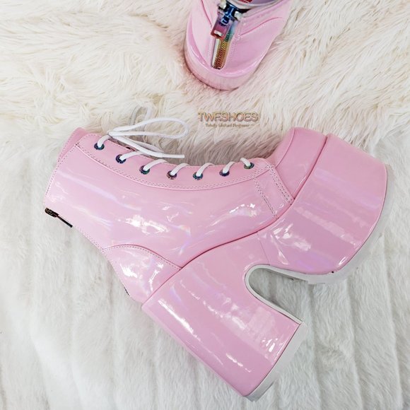 Demonia 5 Inch Platform Boots in Pink - Picture 10 of 15